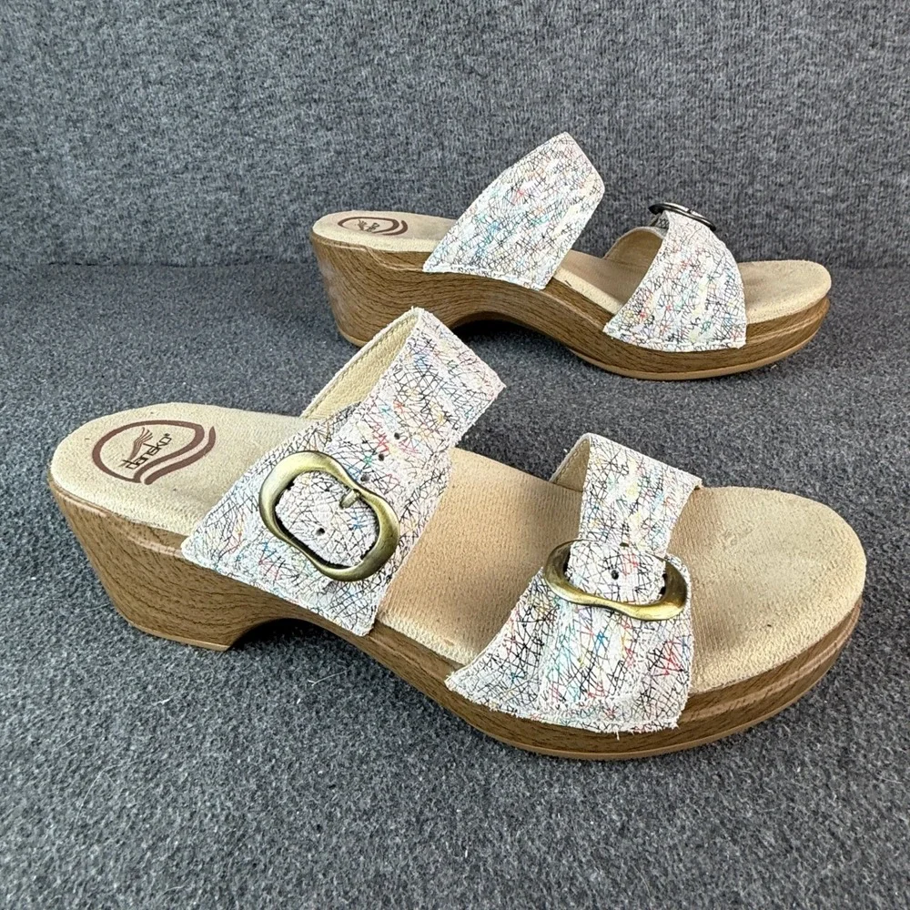 Dansko Sophie Leather Wedge Comfort Sandal Women EU38|US7.5-8 Multi Color